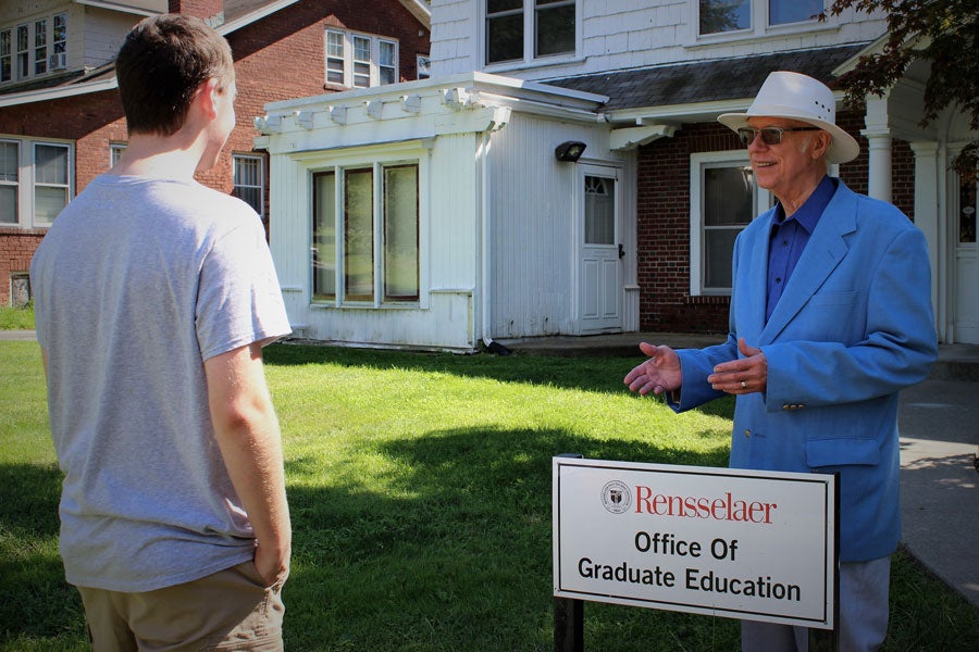 Ombuds and Student speak outside the Office of Graduate Education