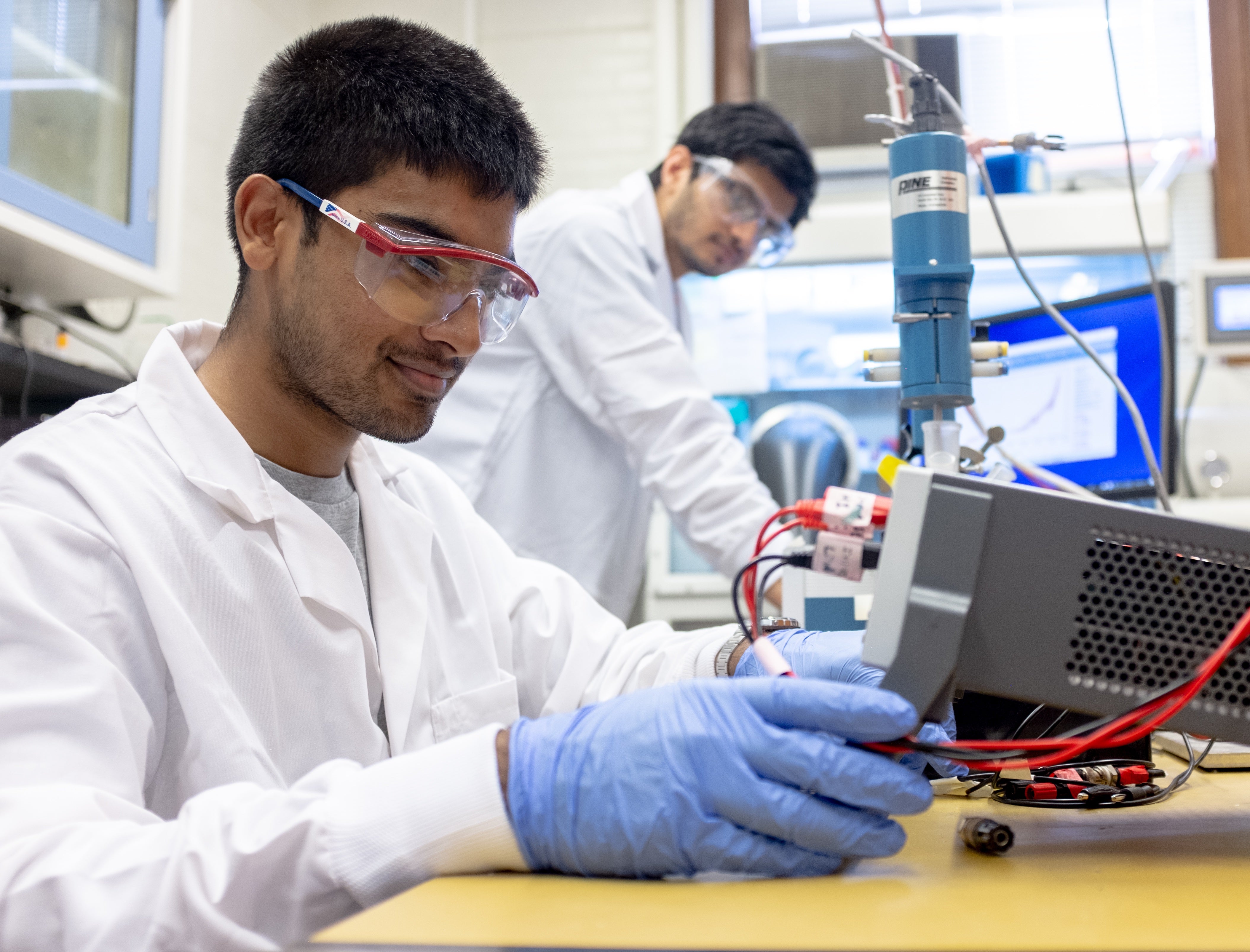 Two students in the lab