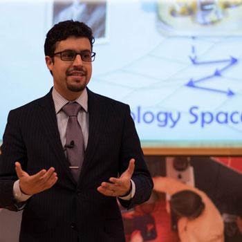 Faculty presents to students